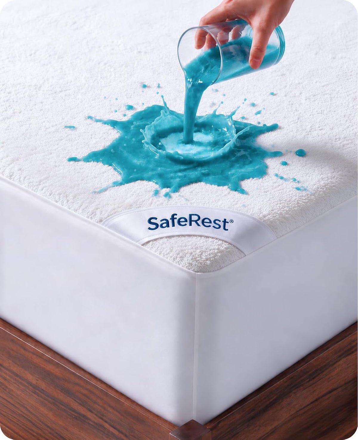 Protector de colchón SafeRest impermeable tamaño King Size - Con bolsillos elásticos - Funda de colchón lavable a máquina de mezcla de algodón para cama