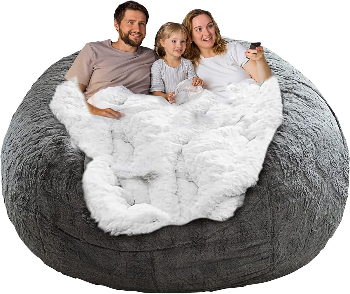 Funda para Sillón Puf de Terciopelo Suave – YudouTech 1.83 m Gris Oscuro