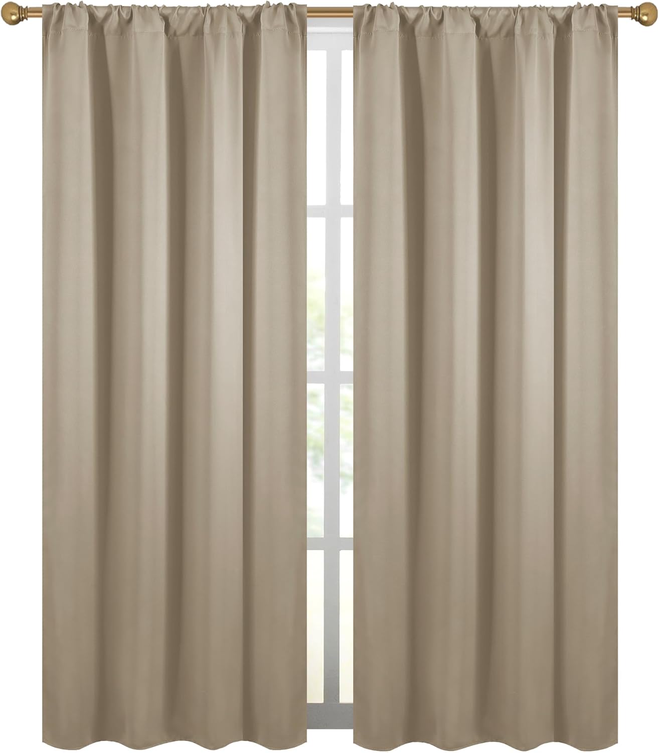 Diraysid Cortinas opacas beige para dormitorio y sala de estar, cortinas con aislamiento térmico para oscurecer la habitación
