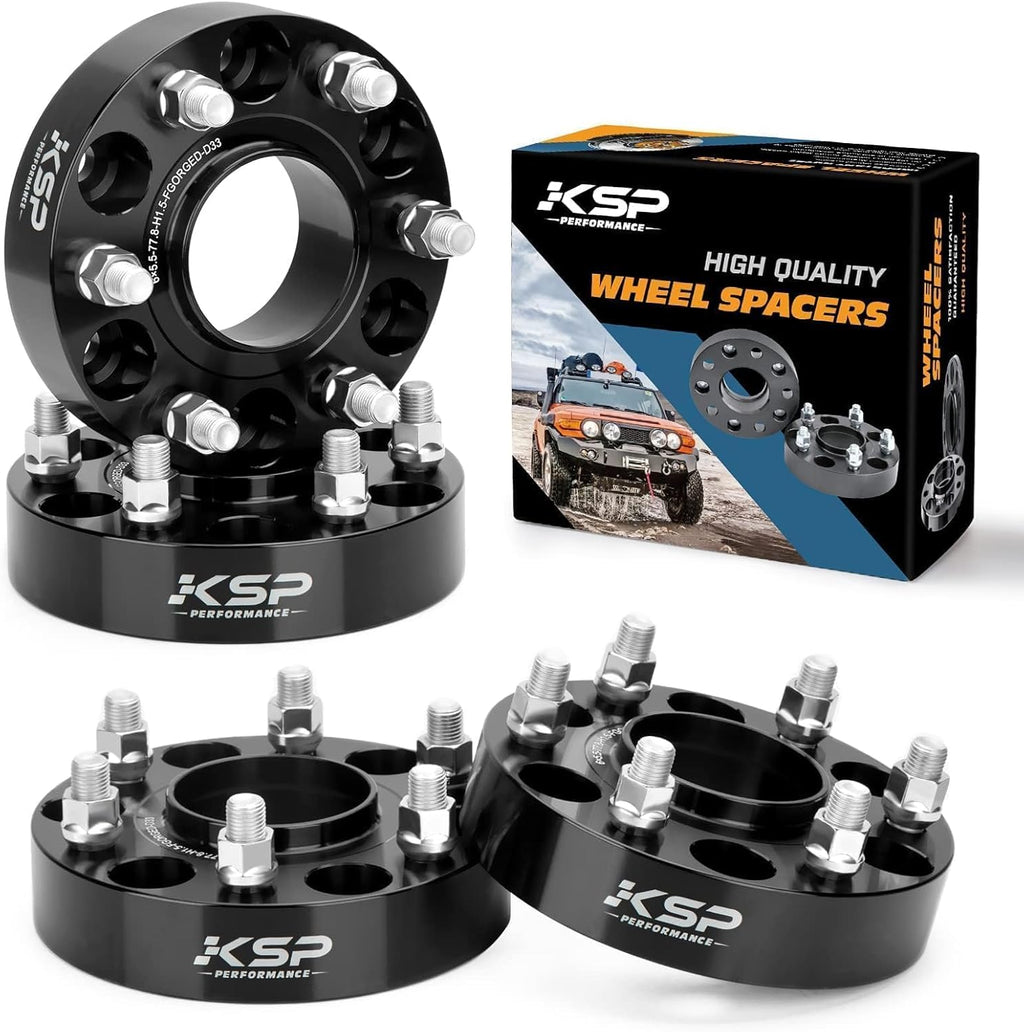 Espaciadores de Rueda KSP 1.5" para Ram 1500 2019-2026 | 38mm 6x5.5 Hubcentric | Bore 77.8mm | Birlos M14x1.5 | Compatible con Jeep Grand Wagoneer | 4 Piezas