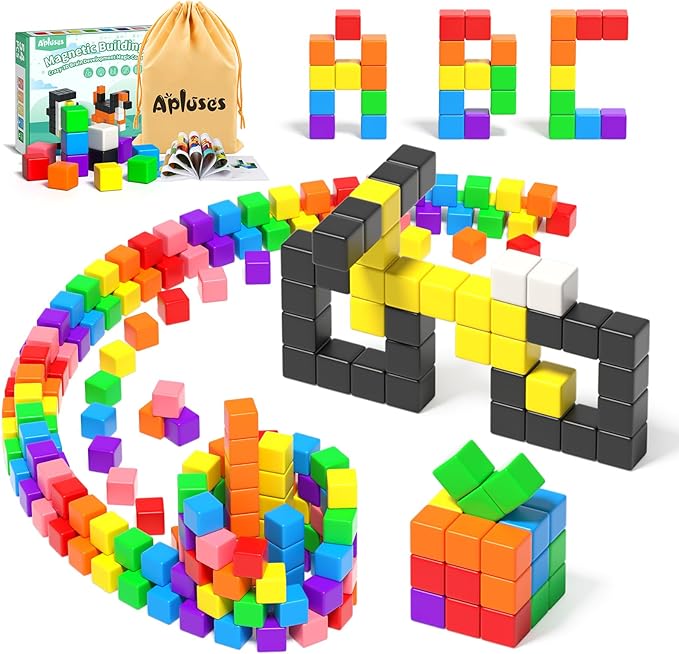 Apluses Bloques Magnéticos 54 PCS | Juguete STEM Montessori para Niños 3-5 Años