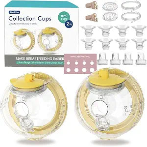 Copas Recolectoras Manos Libres para Sacaleche Spectra S1, S2 y S9 — Flange 27mm + Insertos 17/19/21/24mm Incluidos