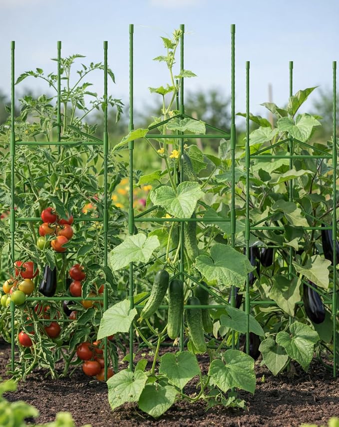 Jaula de Tomate 51" Pack x3 – Incompleto, Faltan 3 Piezas Pequeñas | Enrejado Metal Verde