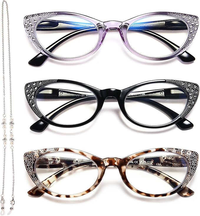 EYEURL Pack x3 Gafas de Lectura Ojo de Gato para Mujer | Con Estuche | Sin Tira para Colgar
