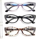 EYEURL Pack x3 Gafas de Lectura Ojo de Gato para Mujer | Con Estuche | Sin Tira para Colgar