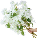 Flores Artificiales de Buganvilia Blanca – Set 10 Piezas, 30 Ramas, Seda Resistente UV, 76 cm