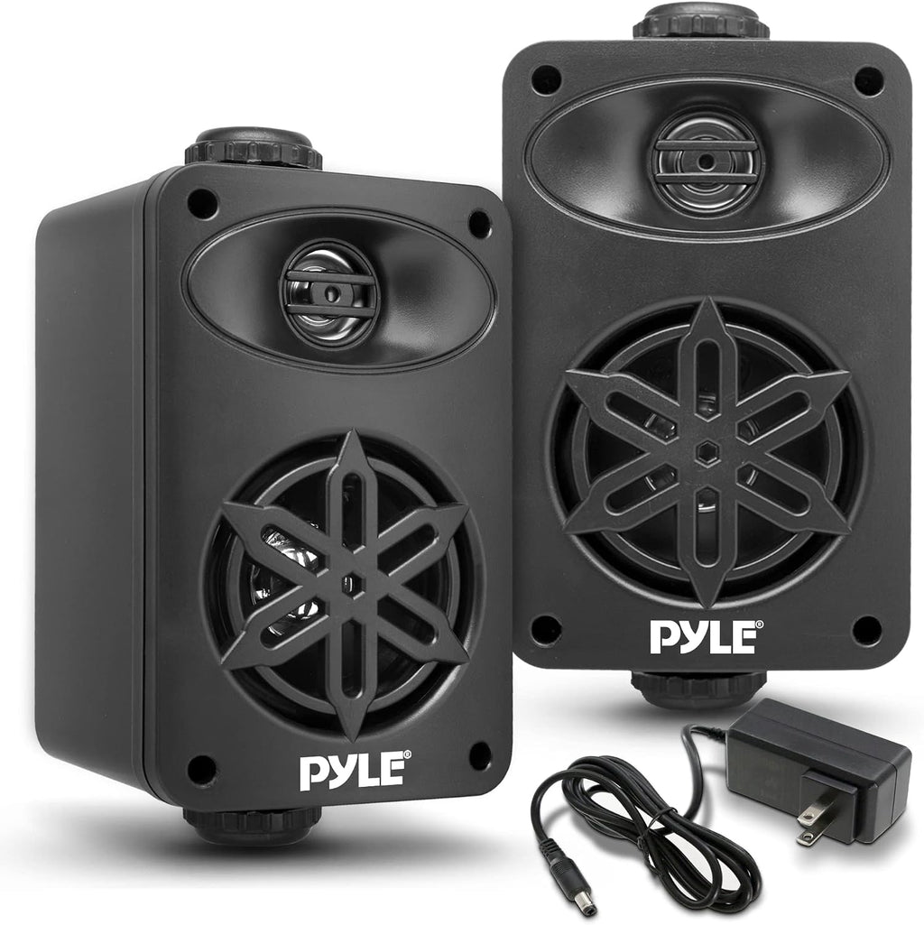 Par de altavoces Bluetooth PyleUsa para interiores y exteriores - 200 vatios, doble, impermeable, de 3,5", sistema de altavoces de rango completo de 2 vías con tweeter de polímero de alta conformidad de 1/2" - Hogar, barco, patio, piscina - PDWRBT36BK