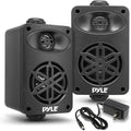 Par de altavoces Bluetooth PyleUsa para interiores y exteriores - 200 vatios, doble, impermeable, de 3,5", sistema de altavoces de rango completo de 2 vías con tweeter de polímero de alta conformidad de 1/2" - Hogar, barco, patio, piscina - PDWRBT36BK
