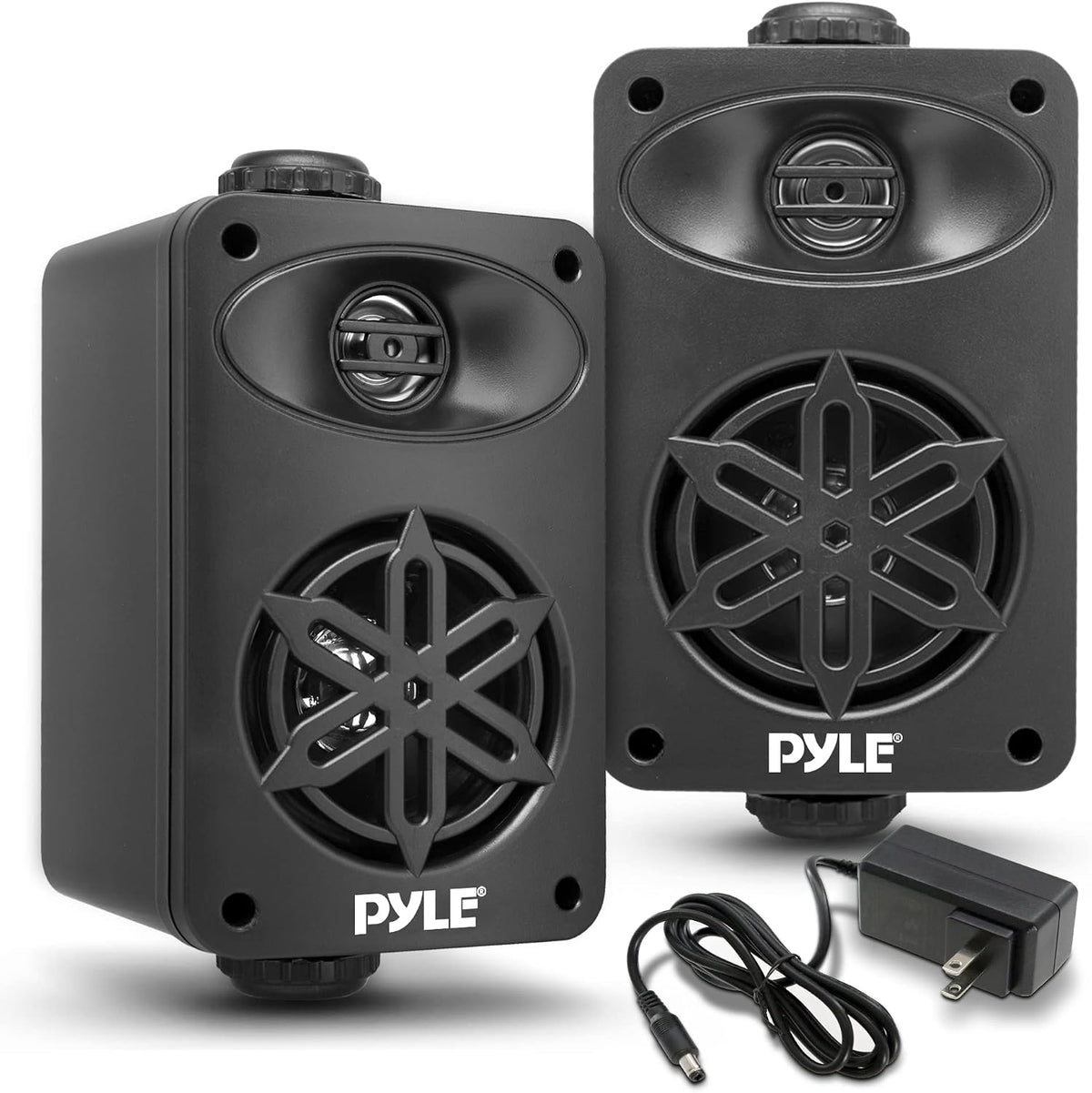 Par de altavoces Bluetooth PyleUsa para interiores y exteriores - 200 vatios, doble, impermeable, de 3,5", sistema de altavoces de rango completo de 2 vías con tweeter de polímero de alta conformidad de 1/2" - Hogar, barco, patio, piscina - PDWRBT36BK
