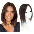 viviaBella Postizo sin flequillo, peluca de cabello humano con clip, postizo sin costuras para mujer, base de seda gruesa para dar volumen al cabello (rojo cobrizo, 5.1"*5.1" 12 pulgadas)