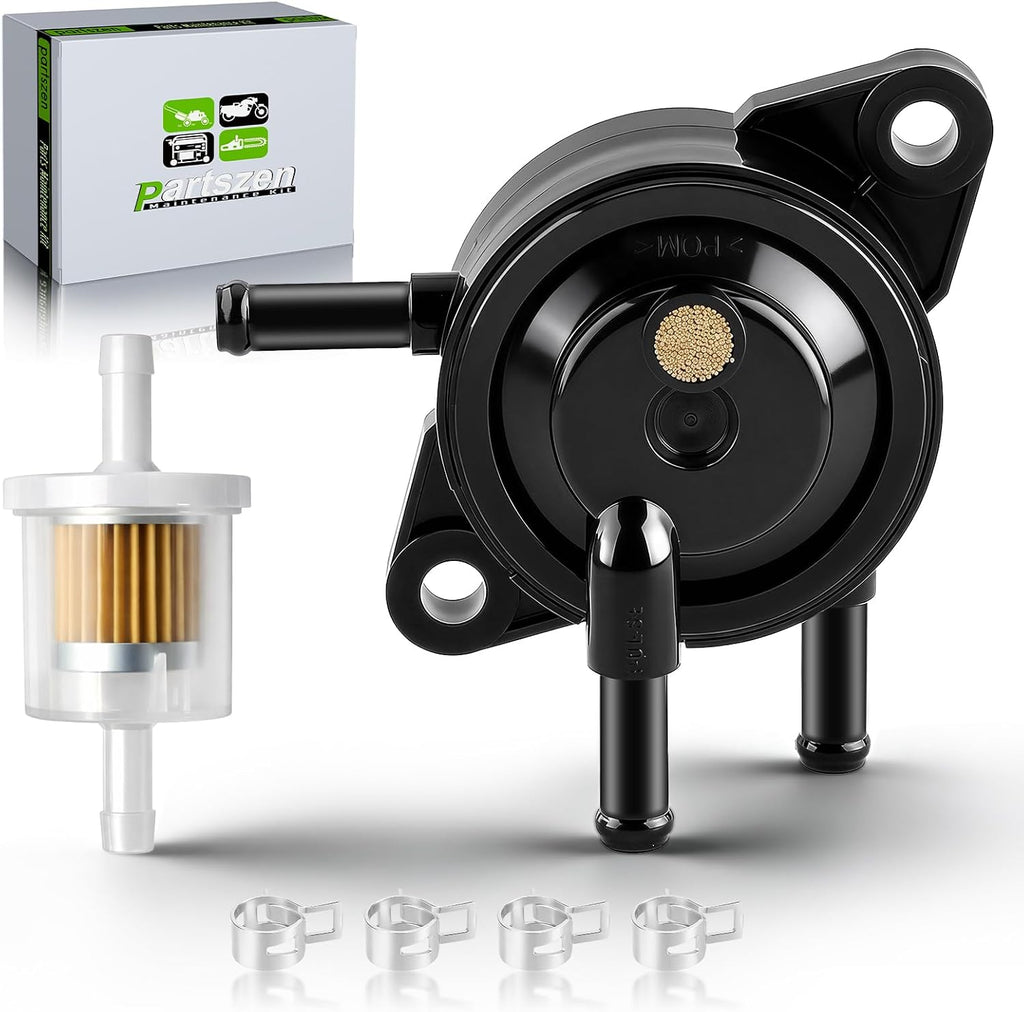 Bomba de combustible partszen 49040-7001 para cortacésped Kawasaki FH381V FH430V FH451V FH500V FH531V FH541V FH580V FH601D FH601V FH641D FH641V FH661V con filtro de combustible 49019-0027 con abrazaderas.