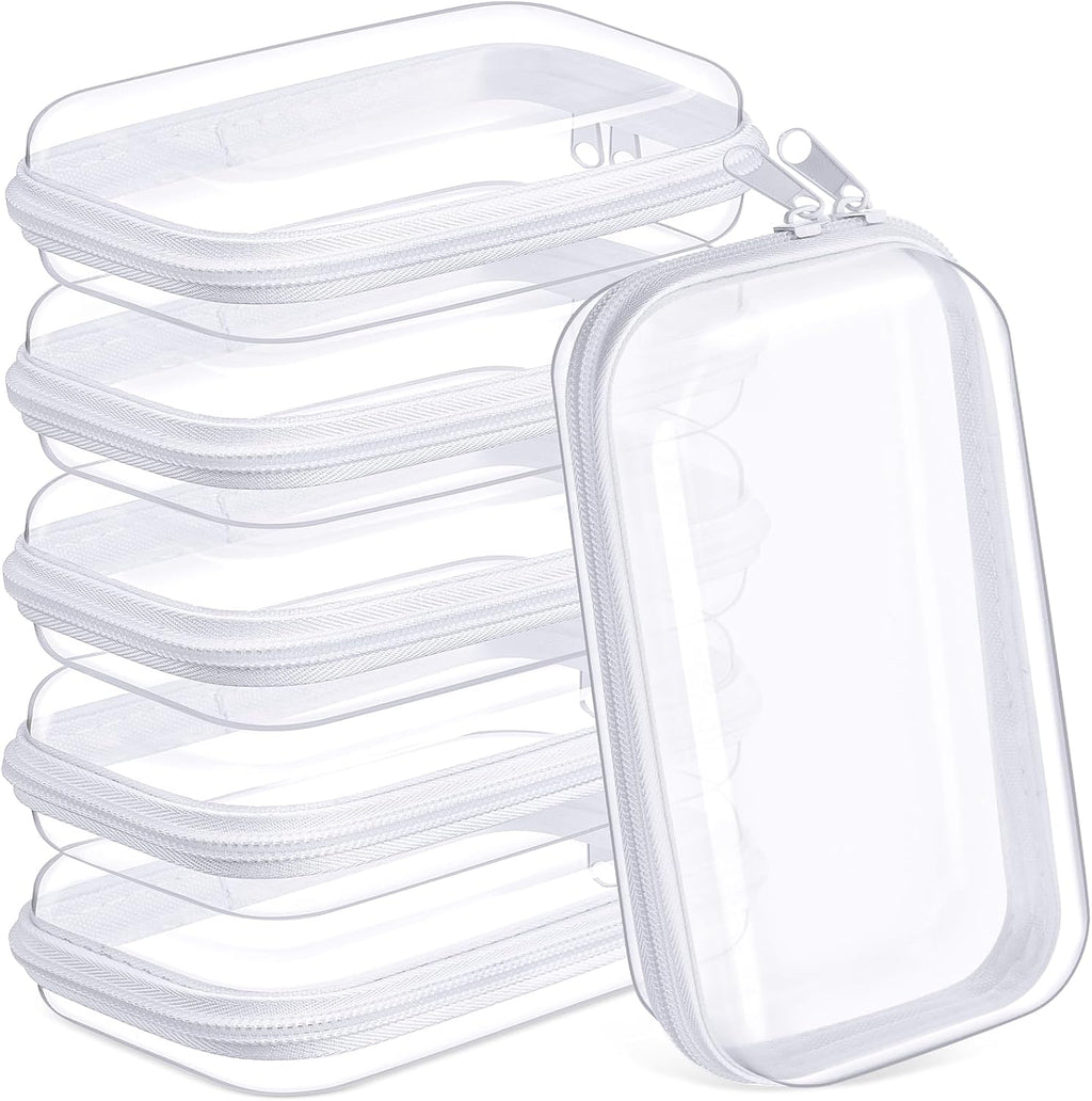 Sanwuta Pack 6 Estuches Rígidos Transparentes con Cremallera | 19x10x5 cm | Maquillaje Lápices Pañales Juguetes | Organizador Viaje | 6 Unidades