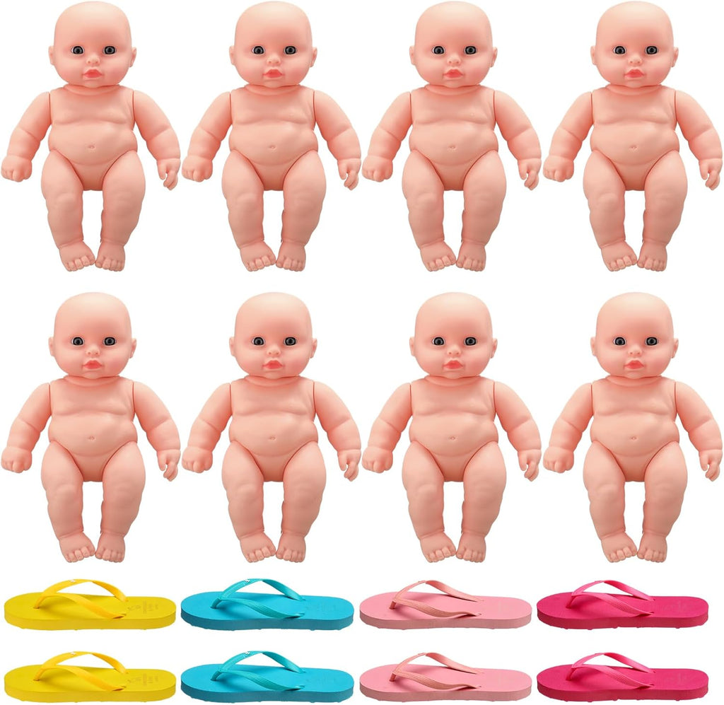Tasdurian 16 pcs Juego de Chancla para Baby Shower | Actividades Divertidas, Lanza la Chancla al Muneco, 7.7 x 4.9 Pulgadas