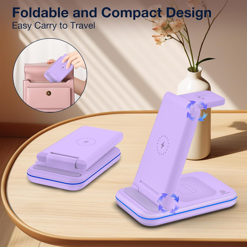 Cargador múltiple para Samsung, cargador plegable SOLO para Galaxy Watch Ultra/7/6/5/4/3/Active 2, estación de carga rápida de viaje 3 en 1/Dock para Samsung S24/S23/S22/S21/S20/Note 20, para Buds 3/2