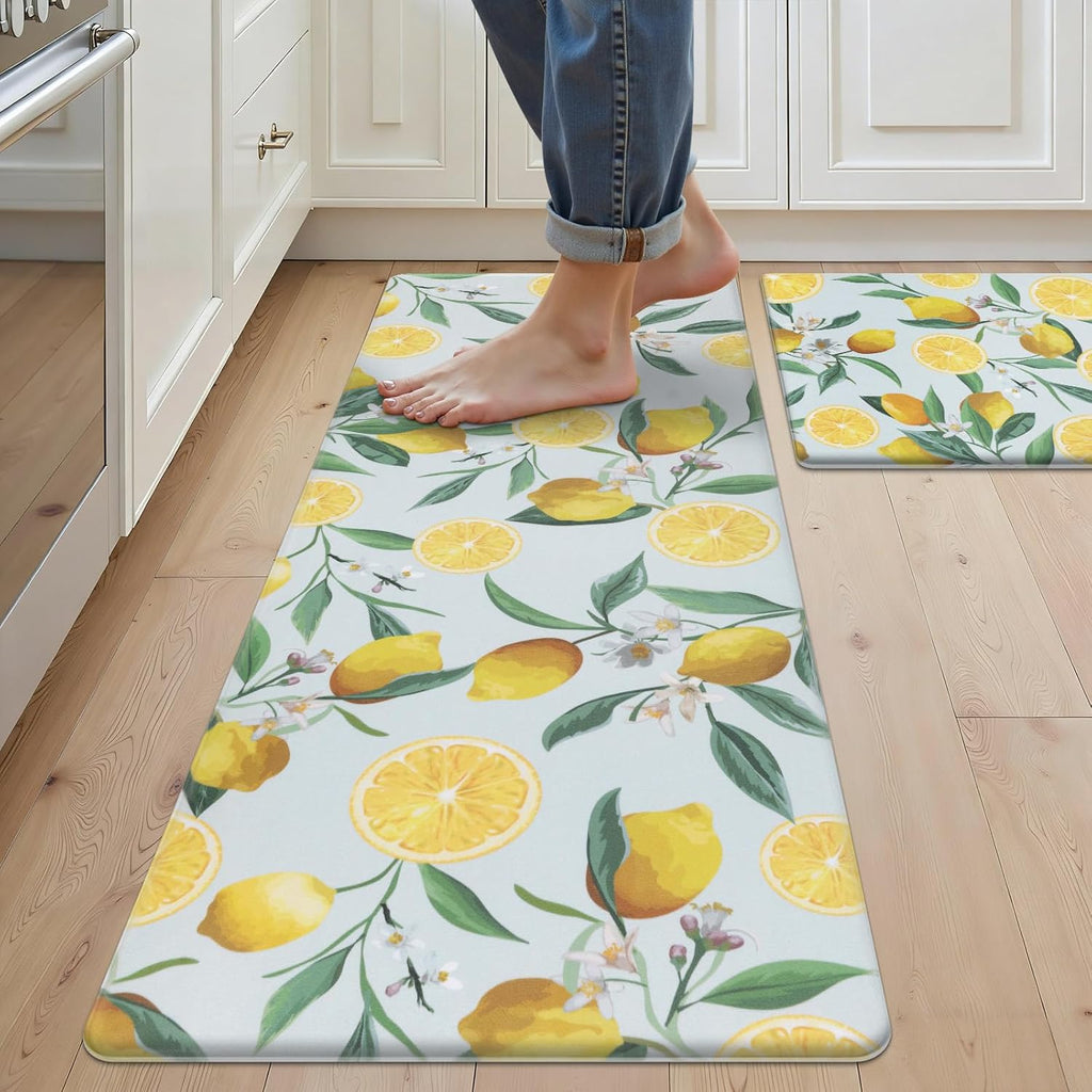 Juego de 2 alfombras de cocina SHACOS antifatiga, azul claro