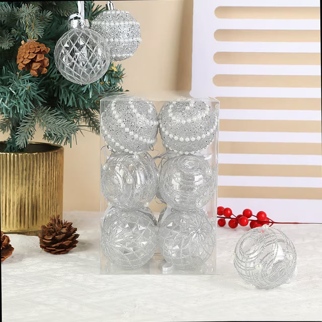 SPOORYYO 12 bolas navideñas irrompibles - Oro rosa, blanco, rojo, plateado, beige, azul - Adornos de PET duraderos para la decoración del árbol - Regalo navideño perfecto - 7.87 x 5.35 pulgadas