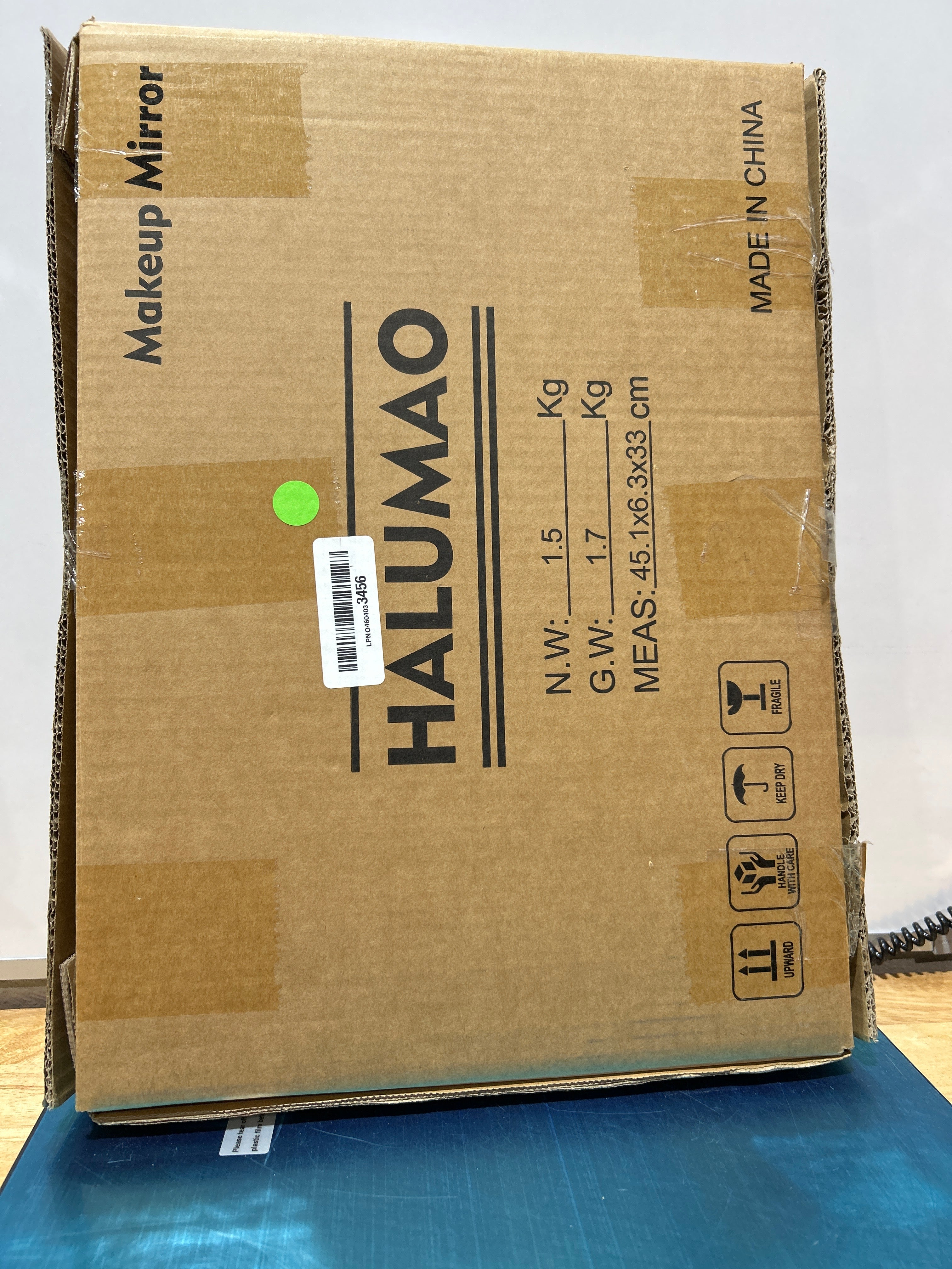 Espejo de tocador con luces, espejo de maquillaje iluminado de 14.5", espejo de maquillaje LED con luces para dormitorio, control táctil inteligente, 3 colores regulables, rotación de 360° 