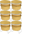Set Meanplan de 6 Calentadores de Comida Desechables | Chafers con Rejillas de Alambre | Dorado para Bodas, Fiestas y Catering | Incluye Utensilios y Base de Buffet
