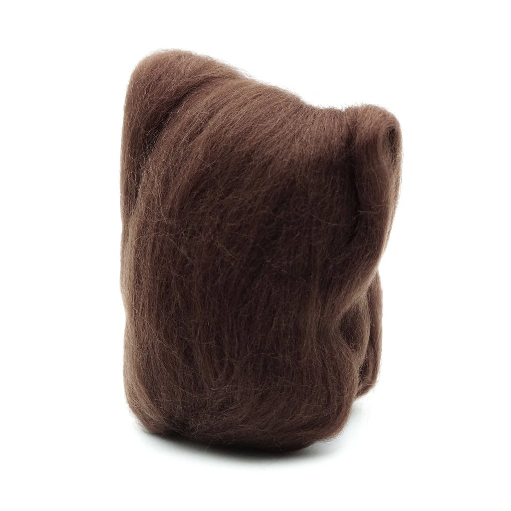 Lana Natural Roving Color Café (Brown) – Fibra para Fieltro en Seco y Tejido
