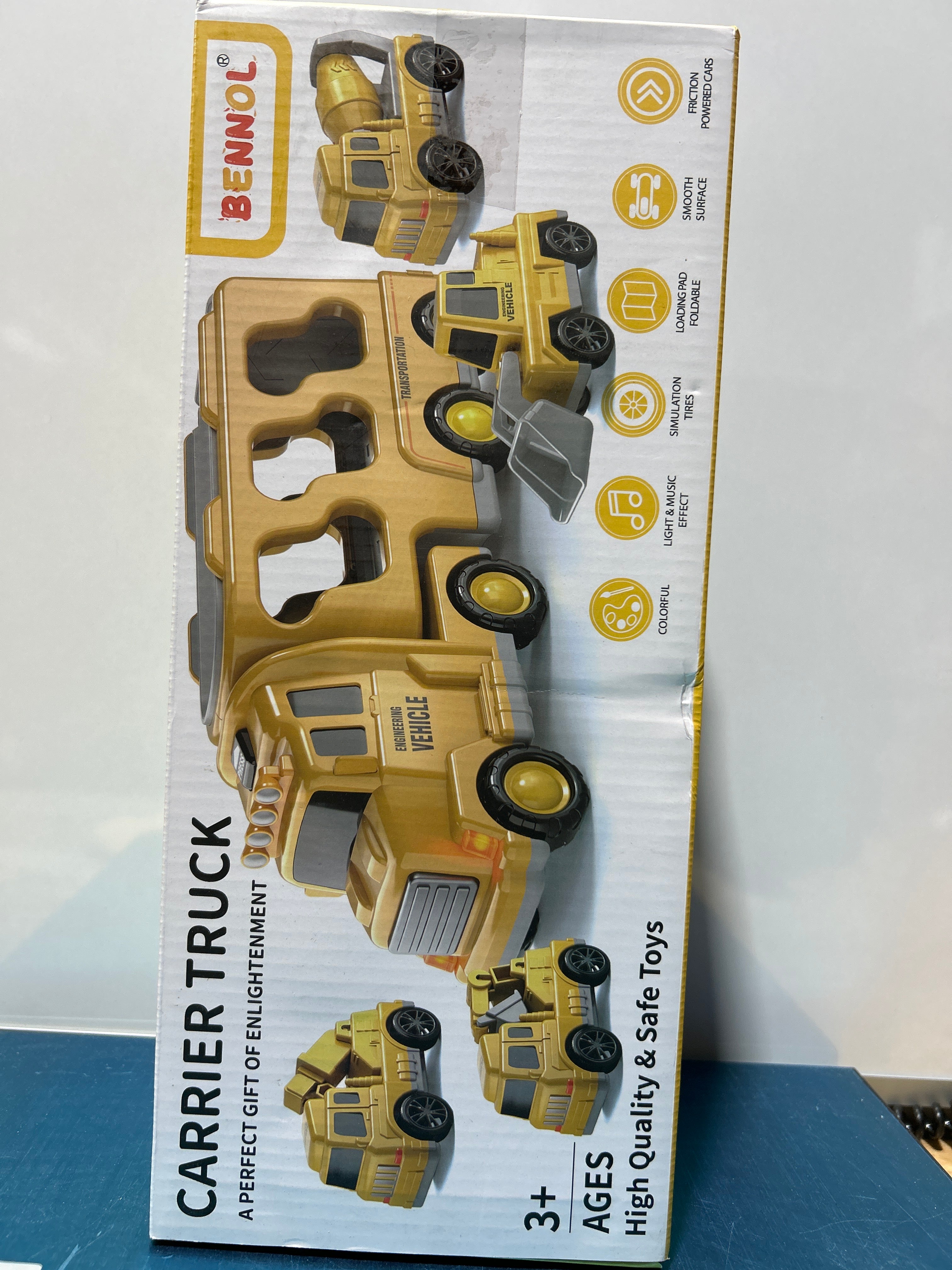 Camión de construcción Bennol, juguetes para niños pequeños de 1, 2, 3, 4 y 5 años, regalos de cumpleaños para niños de 1 a 3 años, camión de construcción 5 en 1 con excavadora, grúa mezcladora y bulldozer. 