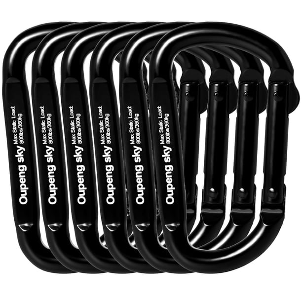 Mosquetón Oupeng Sky Heavy Duty Iron, negro, 6 unidades