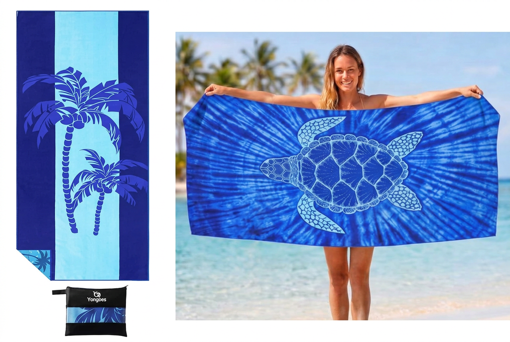 Yongoes Pack de 2 Toallas de Playa de Microfibra | Ligeras, Antiarena, Secado Rápido y Súper Absorbentes para Piscina, Yoga, Gym y Viajes