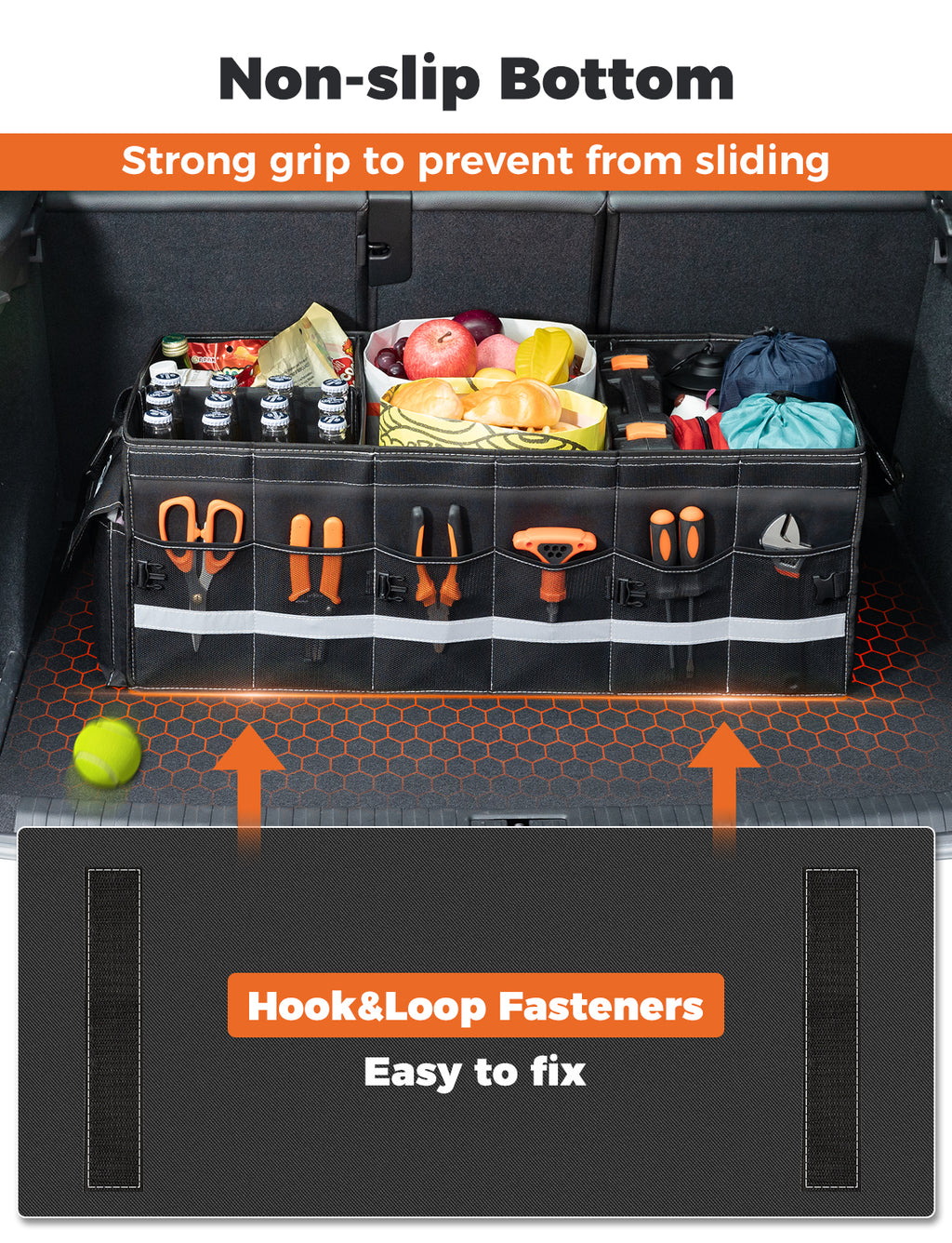 FALTA UNA DE LAS PIEZAS QUE DA SOSTÉN-Organizador de maletero Oasser para SUV de 75 litros, plegable, con 4 compartimentos, organizador plegable, accesorios para coche para mujeres y hombres.