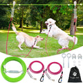 Snagle Paw Heavy Duty Dog Runner for Yard,75ft Dog Run Cable with 10ft & 10ft Pulley for Large Dogs Up to 250lbs, Aerial Zip Line for Backyard, Trolley System for Camping, Park, Outside