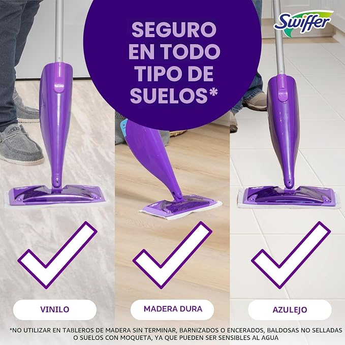Swiffer WetJet - Recarga para fregona de limpieza para suelos de madera dura, suministros de limpieza para baño, limpiador para suelos de madera dura, multisuperficie, 24 unidades