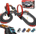 Conjuntos de Pistas de Carreras de Autos de Ranura para Niños - Pista de Carreras Eléctrica de 30 Pies con 4 Autos de Ranura (1:43), Contador de Vueltas, Juego de Carreras Dual y Múltiples Tipos