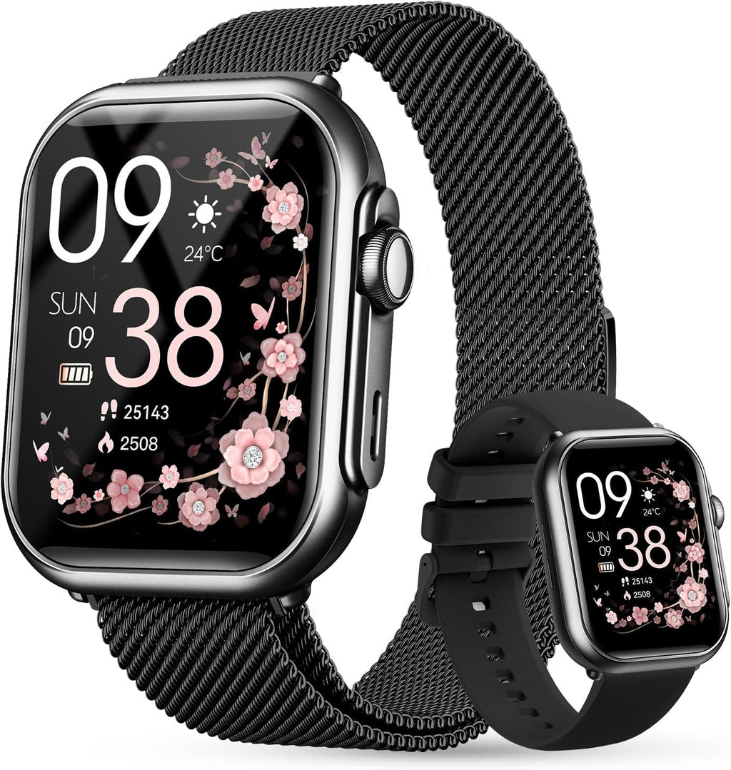 Smart Watch for Women Men Fitness: 1.85" Smart Watch with 30 Days+ Battery Life Make/Recive Call Heart Rate SpO2 Sleep Monitor 120+ Sport IP68 Waterproof Fitness Tracker Watch for iPhone Android Black