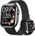 Smart Watch for Women Men Fitness: 1.85" Smart Watch with 30 Days+ Battery Life Make/Recive Call Heart Rate SpO2 Sleep Monitor 120+ Sport IP68 Waterproof Fitness Tracker Watch for iPhone Android Black