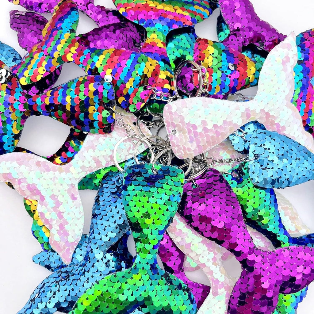 Set de 20 Llaveros de Cola de Sirena con Lentejuelas JZK | Recuerdos de Fiesta para Niñas