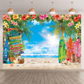 YCUCUEI Fondo Fotográfico Playa Hawaiana Verano 213x152 cm Flores Tropicales Hojas Palma Tabla Surf Para Luau Fiesta Aloha Decoración Banner Fotocabina