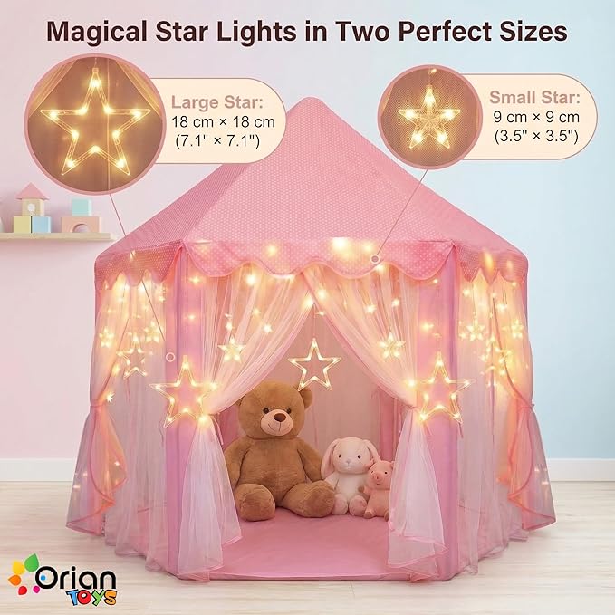 Tienda de Campaña Princesa Orian – Castillo con Luces LED para Niñas 2-7 Años, Interior y Exterior