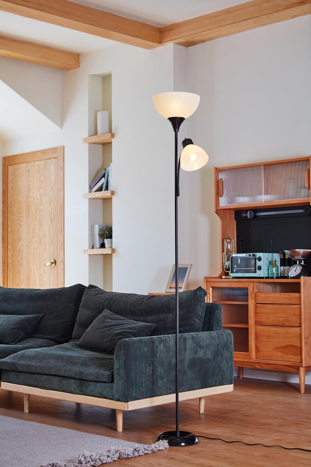 DAÑO DE LA LÁMPARA DERECHA-Lámpara de pie de 72 pulgadas con luz de lectura ajustable, brillante, fácil de montar para dormitorio, sala de estar y oficina, diseño delgado que ahorra espacio