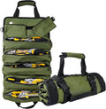 Bolsa de herramientas enrollable plegable portátil AASTT, bolsa organizadora de herramientas resistente con 5 compartimentos y 2 bolsillos desmontables para guardar herramientas, bolsa enrollable impermeable para herramientas, ideal como regalo para