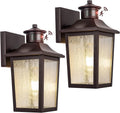 Luces exteriores con sensor de movimiento de bronce aceitado (2 unidades) - Iluminación exterior impermeable del anochecer al amanecer, lámpara marrón para garaje, luz de porche, montaje en pared exterior para casa, puerta de entrada, antioxidante 