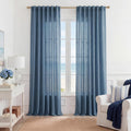 USADO - NICETOWN Cortinas de Lino Azul Piedra 84'' | Set de 2 Paneles, 55'' Ancho, Filtrado de Luz, Rod Pocket y Back Tab