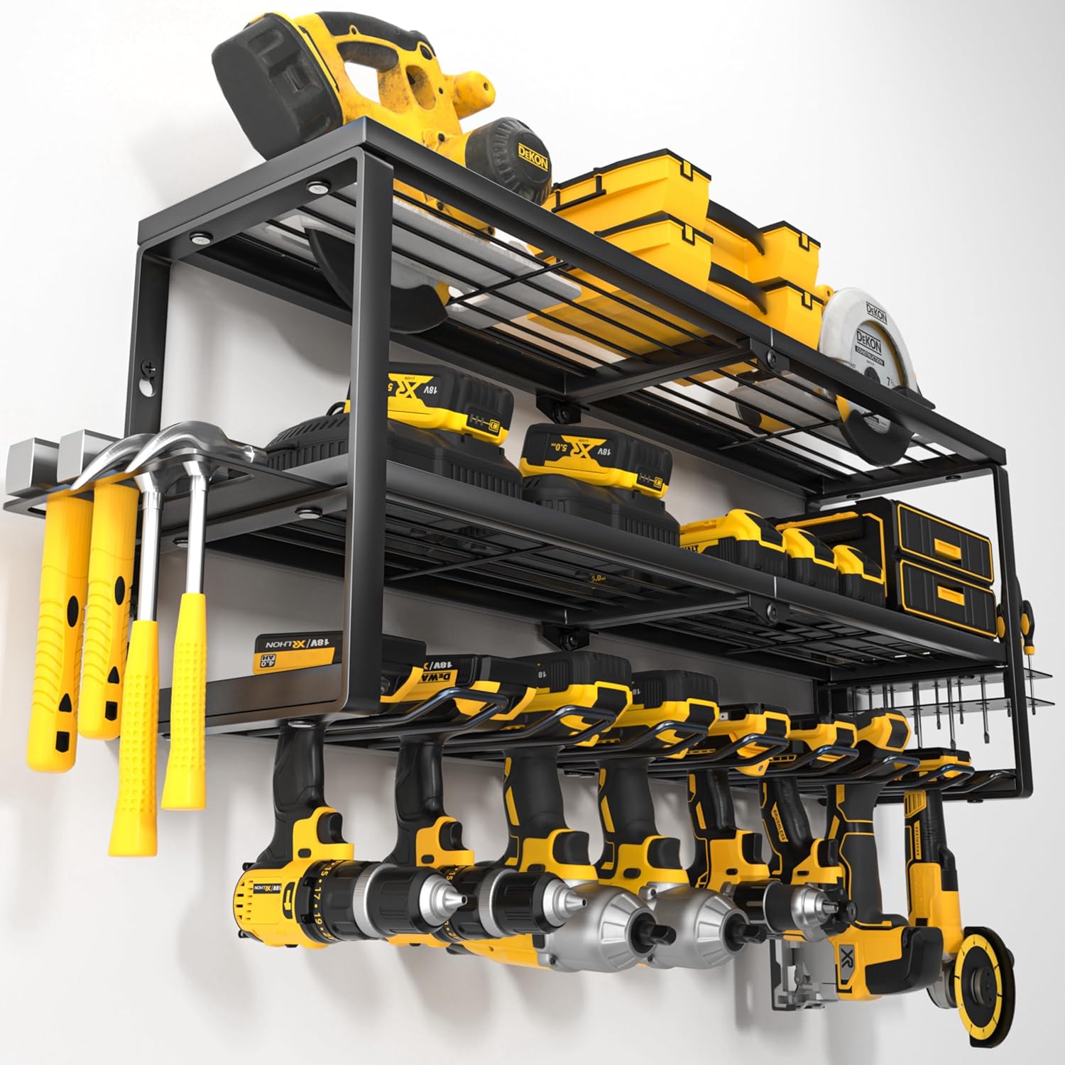 Organizador de Herramientas Eléctricas YYR para Pared – 81cm, 8 Ranuras, 3 Niveles, Estación de Carga