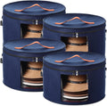 Cajas para Sombreros Suzile x4 Plegables Redondas – Capacidad 6-10 Sombreros, con Tapa y Asas, Color Azul Fieltro