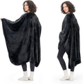Berkshire Blanket Primalush™ Wearable Blanket, Cozy Loungewear Pocketed Plush Cape Wrap for Adults & Teens(Black, One Size 58"X64")