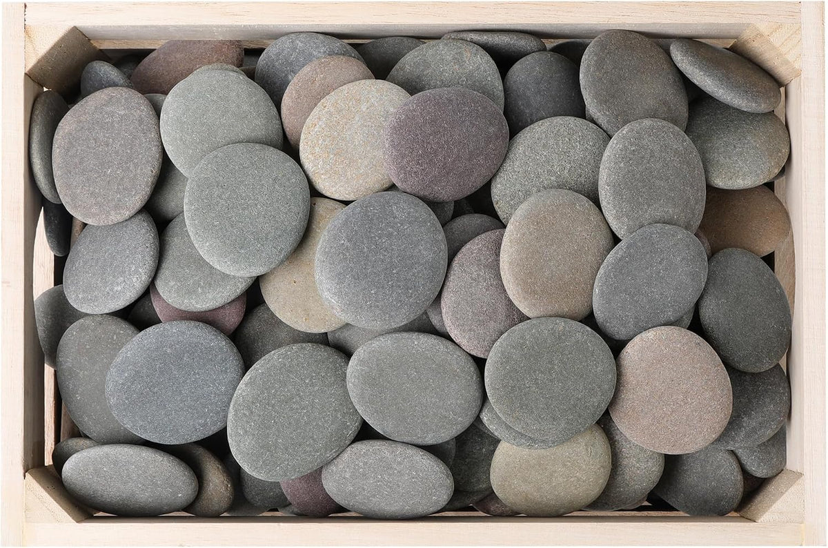 Set ROCART de 100 Piedras de Rio Naturales 1.77-2.17 pulgadas | Lisas para Pintar | Rocas Planas y Piedras de Manualidades para Arte y Actividades Escolares | Proyectos a Granel