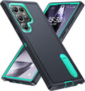 BaHaHoues Funda para Samsung Galaxy S24 Ultra con Soporte Integrado | Antigolpes Grado Militar para Galaxy S24 Ultra 5G Azul Oscuro/Azul Aqua