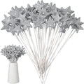 60 Palitos Decorativos Estrella Plateada Suzile 8" | Glitter, Para Centros de Mesa, Bodas y Baby Shower