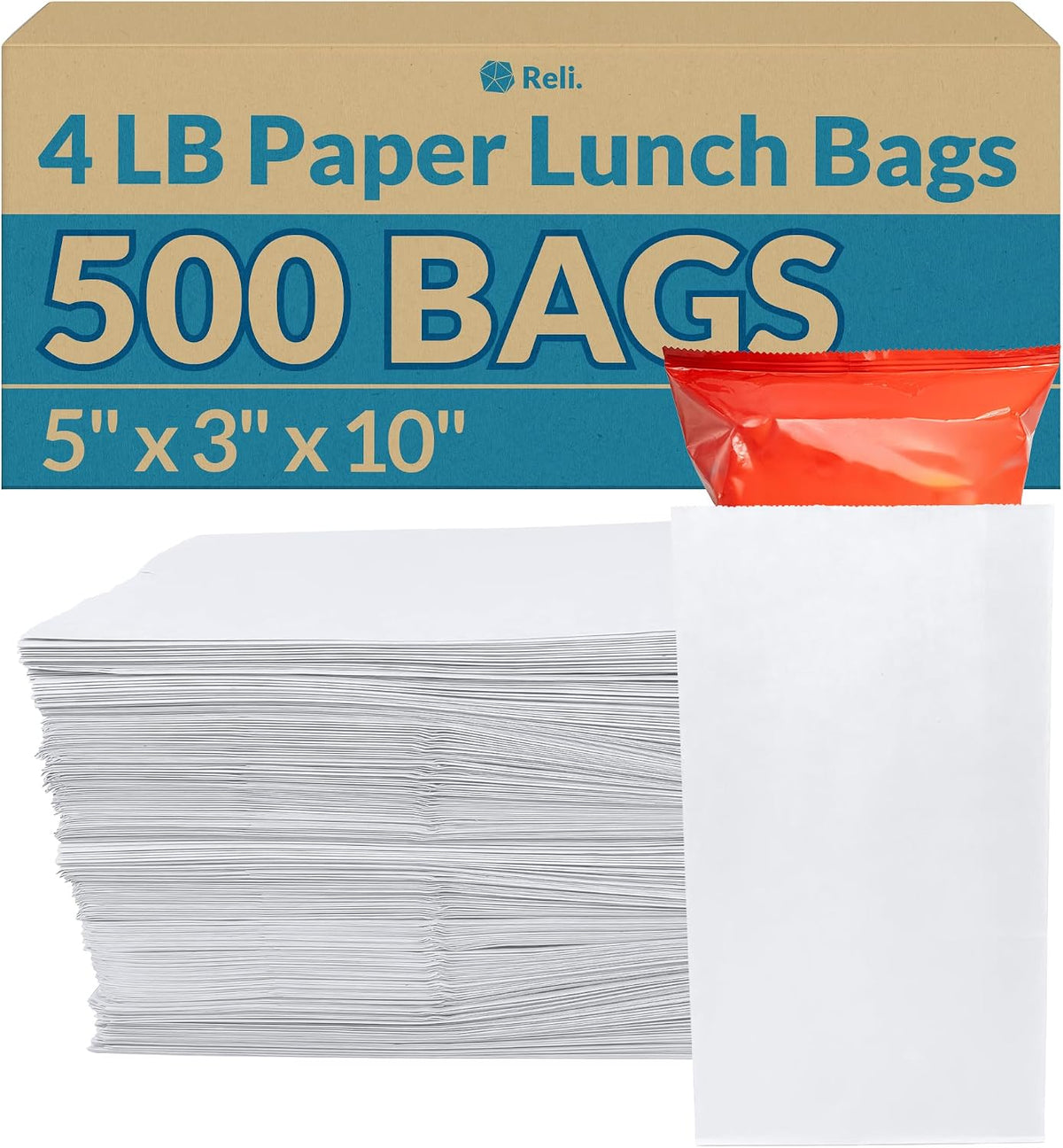 Bolsas Reli Papel Blancas 500 Unidades Almuerzo Ideales Almuerzos Pequeños Artesanías Perfectas Sándwiches Refrigerios
