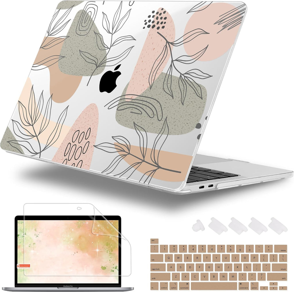 Funda Lepeoac para MacBook Pro de 16 pulgadas, modelo A2141 (lanzamiento 2019/2020), carcasa rígida de plástico con protector de teclado y protector de pantalla para MacBook Pro de 16 pulgadas con Touch Bar y Touch ID - Hojas Tropicales