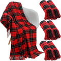 Peryiter 6 Pcs Christmas Red Plaid Throw Blanket Bulk with Tassel 50 x 67 Soft Warm Tartan Chenille Throw Fringe Blankets for Bed Couch Sofa Home Office Xmas Decor Gifts Travel Camping for All Season