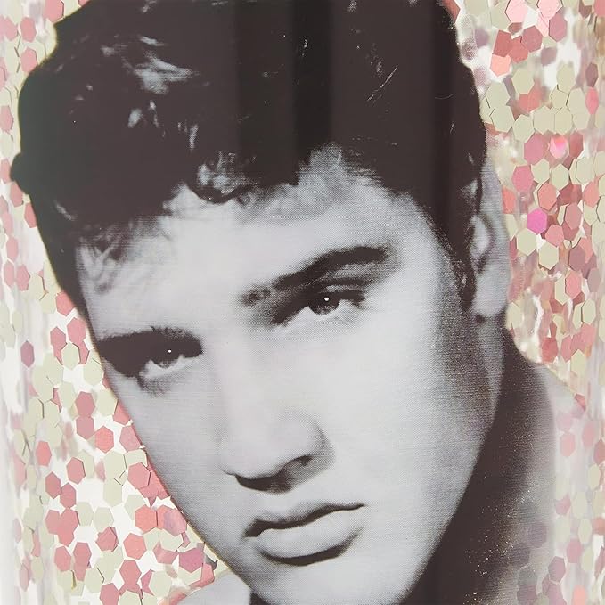 Vaso con Glitter Elvis Presley con Popote – Multicolor | Spoontiques