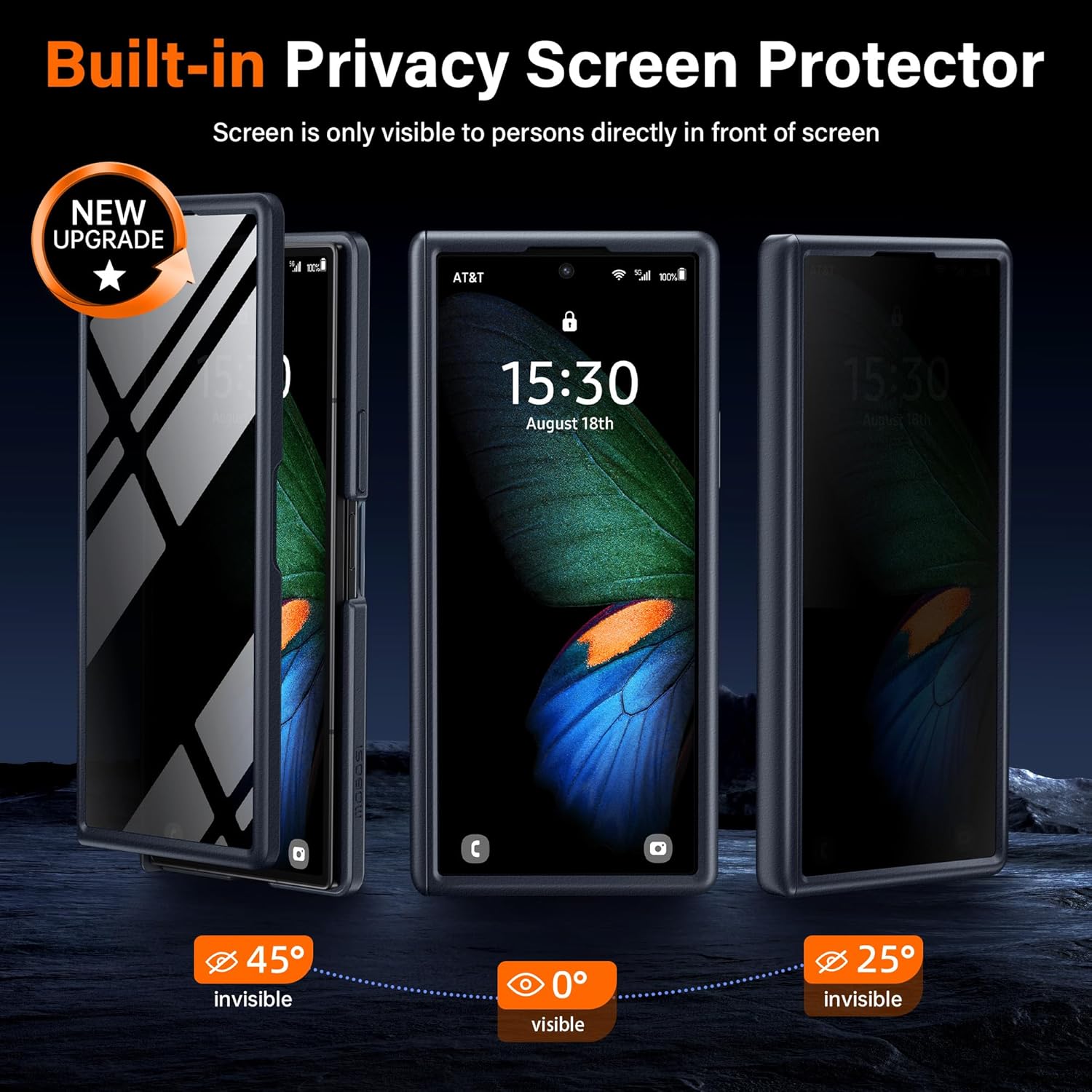 Funda MOBOSI para Samsung Galaxy Z Fold 7 | Protector Privacidad | MagSafe | Soporte Integrado | Protección Bisagra | Negro